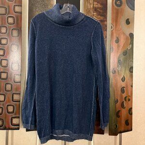 Brooklyn Industries Turtle neck long sweater, denim blue, size M